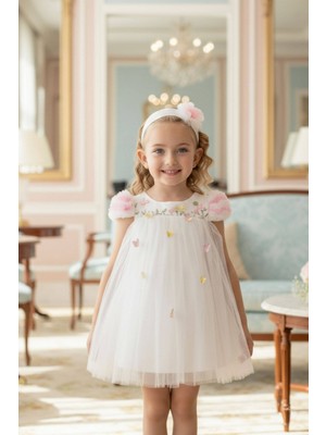 Pamina 06-24 Ay Kız Bebek Abiye Elbise - Ekru
