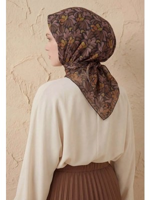 Silk Home Soft Eşarp Floral Line Soluk Siyah 90X90