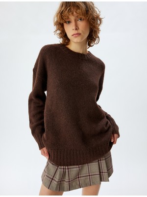 Koton Basic Triko Tunik Bisiklet Yaka Uzun Kollu
