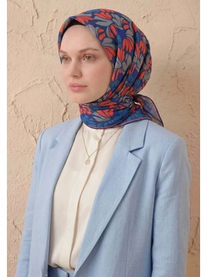 Silk Home Soft Eşarp Floral Line Lacivert 90X90