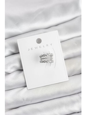 Uravas Store Gümüş Renk Zirkon Taşlı Pirinç Kıkırdak Earcuff Küpe - TJ-BKP11618