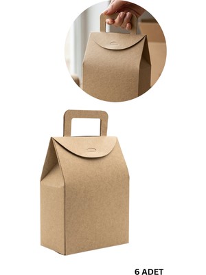 Roco Paper Co. El Geçme Kraft Çerez Hediyelik Çantası - 6lı, Kına Nikah Parti Hediye Kutusu, No:4 - 15X8X19 cm