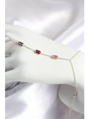 Uravas Store Pirinç Renkli Zirkon Taşlı Dikdörtgen Model Gold Renk Kadın Şahmeran - TJ-SN693