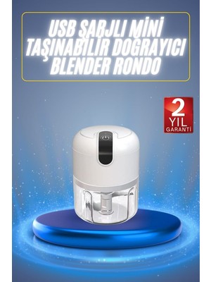 Uravas Store Mini El Rondosu Şarjlı Doğrayıcı Taşınabilir Rondo Blender 250 ml