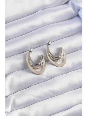Uravas Store Pirinç Gold Gümüş Renkli Düz Plaka Halka Küpe - TJ-BKP9229