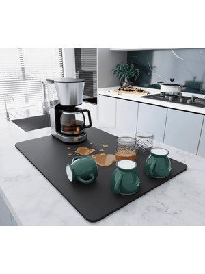Uravas Store Çay Makinesi Altlığı Su Emici Kaymaz Taban Tezgah Koruyucu Kurulama Matı