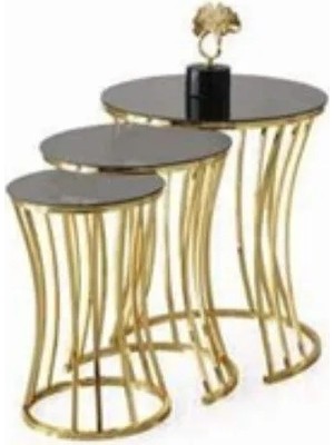 Savita Home Duru Zigon Bronz Cam Modern Tasarım Şık Dayanıklı Salon Mobilyası Fonksiyonel Zigon Sehpa Seti