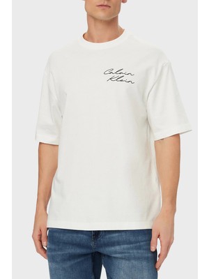 Calvin Klein Pamuklu Grafik Baskılı Regular Fit T Shirt LV04RE828GYAF Erkek T Shirt LV04RE828G Yaf