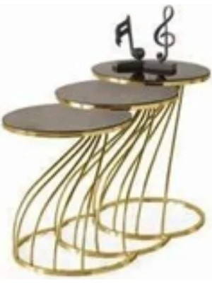 Savita Home Kuğu Zigon Bronz Cam Modern Tasarım Şık Dayanıklı Salon Mobilyası Fonksiyonel Zigon Sehpa Seti