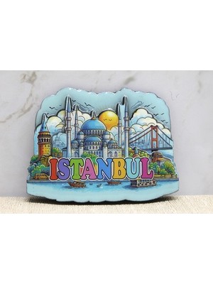 Ett Ahşap Istanbul Temalı Magnet - Model 10