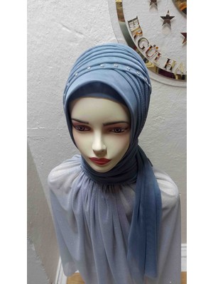 Ergül Hazır Duvak Simsiz Kot Mavisi Nuray Hazir Turban,hazır Duvak,hazır Şal,abiye Şal, Düğün,sünnet,mezuniyet