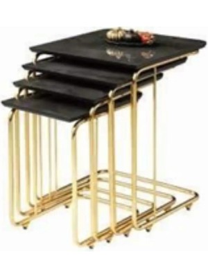 Savita Home Zigon Sehpa Gold Irony Modern Tasarım Dayanıklı Metal Ayak Şık Salon Mobilyası