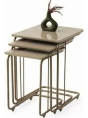 Savita Home Zigon Sehpa Cappuccino Modern Tasarım Dayanıklı Metal Ayak Şık Salon Mobilyası