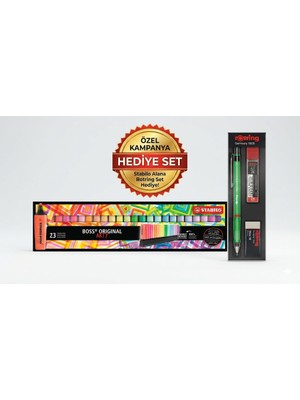 Stabilo Boss Fosforlu Kalem Original Arty 23 Lü Set ( Rotring Okul Seti Hediyeli )