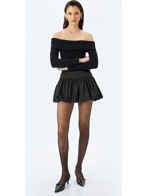 Koton Slim Fit Uzun Kollu Omzu Açık Peluş Kazak