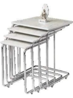 Savita Home Zigon Sehpa Krom Marmo Modern Tasarım Dayanıklı Metal Ayak Şık Salon Mobilyası