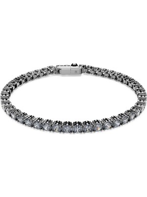 Swarovski Matrix Tennis Bileklik Round Cut Gri Rutenyum Kaplama S