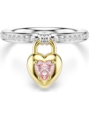 Swarovski Idyllia Motif Yüzük Karişik Kesim Kalp Pembe Rodyum Kaplama 50