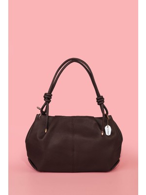 Westbag Kadın Acı Kahve Dokulu Büzgülü Premium El ve Omuz Çantası