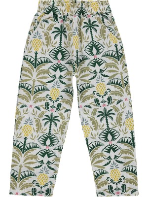 Civil Girls Ananas Desenli 6-9 Yaş Pantolon - Ekru