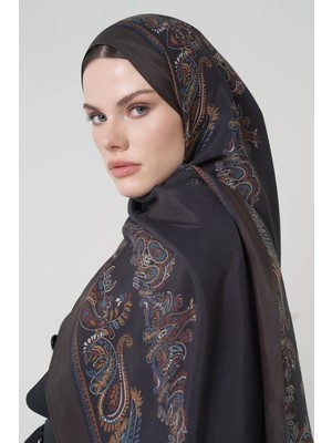 Acı Kahve Ed Scarf Sheer Desen Floş Viskon Şal