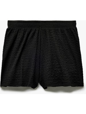 Koton Regular Fit Beli Lastikli Dokulu Mini Şort