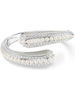 Swarovski Sublima Kelepçe Bileklik Kristal Inci Round Cut Beyaz Rodyum Kaplama M