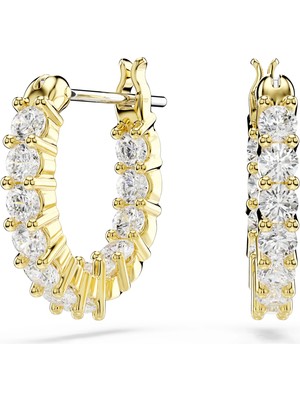 Swarovski Matrix Vittore Halka Küpe Yuvarlak Kesim Beyaz Sari Altin Rengi Kaplama