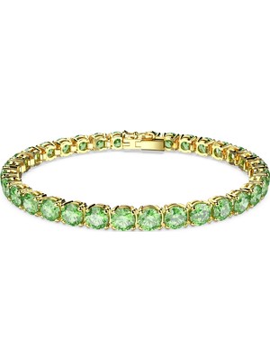 Swarovski Matrix Tennis Bileklik Round Cut Yeşilari Altin Rengi Kaplama S