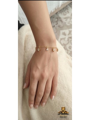 Vulcao Zirkon Taş Detaylı Gold Renk Farklı Model Bileklik
