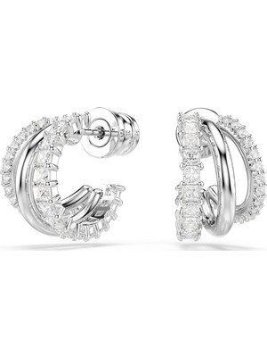 Swarovski Hyperbola Halka Küpe Yuvarlak Kesim Mini Beyaz Rodyum Kaplama