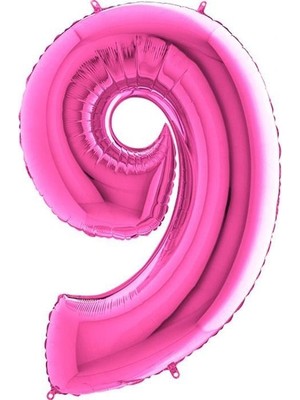 BenimMarifetlerim 9 Rakamı Pembe Folyo Balon 16 Inch 40 cm
