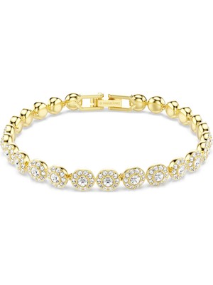 Swarovski Una Angelic Bileklik Ince Yuvarlak Kesim Beyaz Sari Altin Rengi Kaplama