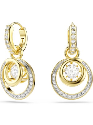 Swarovski Hyperbola Damla Küpe Yuvarlak Kesim Beyaz Sari Altin Rengi Kaplama