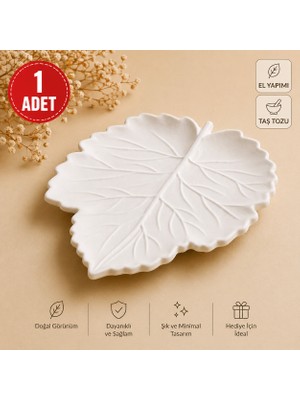 Larina Hediyelik Dekoratif Yaprak Sunum Tabağı Taş Tozu El Yapımı Minimal Takı & Mumluk Organizer