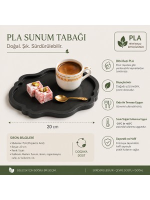Studio Aslan Design Dekoratif Türk Kahvesi Sunum Tepsisi – Minimal Kahve Sunumluk 20 cm 6 Adet