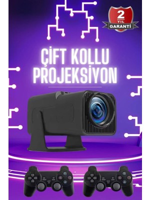 Luord - Store Çift Kollu Projeksiyon Taşınabilir Game Projektör Full Hd 1080P 4K Projeksiyon Gamepad - Lisinya