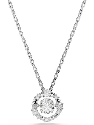 Swarovski Constella Kolye Yuvarlak Kesim Dancing Stone Beyaz Rodyum Kaplama