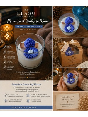 Elasu Mavi Çiçek Bahçesi Mum – Premium Seri