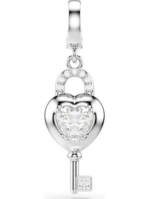 Swarovski Idyllia Charm Karişik Kesim Anahtarli Kalp Beyaz Rodyum Kaplama