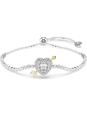 Swarovski Idyllia Bileklik Karişik Kesim Oklu Kalp Beyaz Rodyum Kaplama