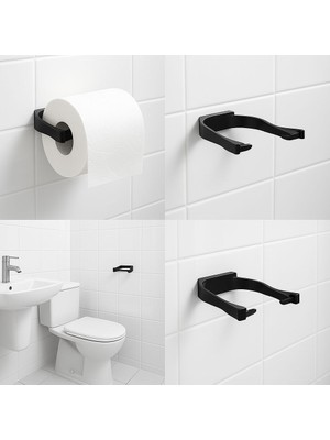 Luord - Store Modern Siyah Tuvalet Kağıtlığı Duvar Tipi Minimal Tasarım Peçetelik - Lisinya