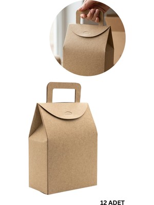Roco Paper Co. El Geçme Kraft Çerez Hediyelik Çantası-12’li, Kına Nikah Parti Hediye Kutusu, No:4 - 15X8X19 cm