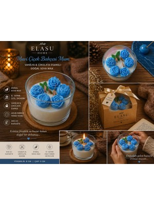 Elasu  Mavi Çiçek Bahçesi Mum – Premium Seri