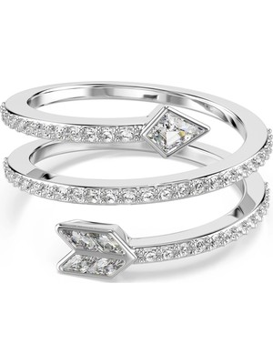 Swarovski Idyllia Motif Yüzük Karişik Kesim Ok Beyaz Rodyum Kaplama 52