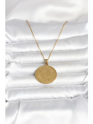 Luord - Store 316L Çelik Gold Renk Ayetel Kürsi Yazılı Kolye - Lisinya
