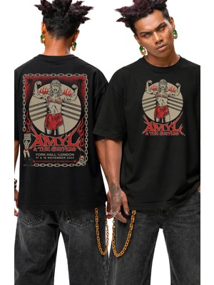 Fuddy Moda Unisex Amyl And The Sniffers Sırt Baskılı Tişört, Oversize Punk Rock Band Temalı T-Shirt