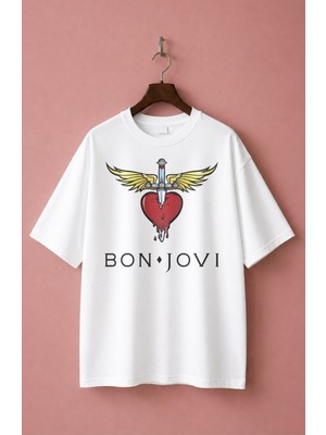 Fuddy Moda Unisex Oversize Bon Jovi Baskılı Rock Band Temalı Tişört