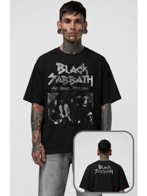 Fuddy Moda Unisex Black Sabbath An Oral History Baskılı Tişört, Oversize Rock Band Temalı T-Shirt