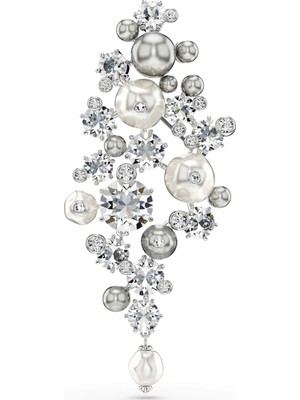 Swarovski Constella Broş Kristal Inci Yuvarlak Kesim Beyaz Rodyum Kaplama